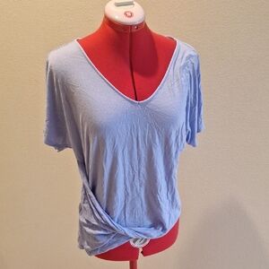 Maurices 24/7 Light Blue V-Neck Knot Front Women’s Top size S
